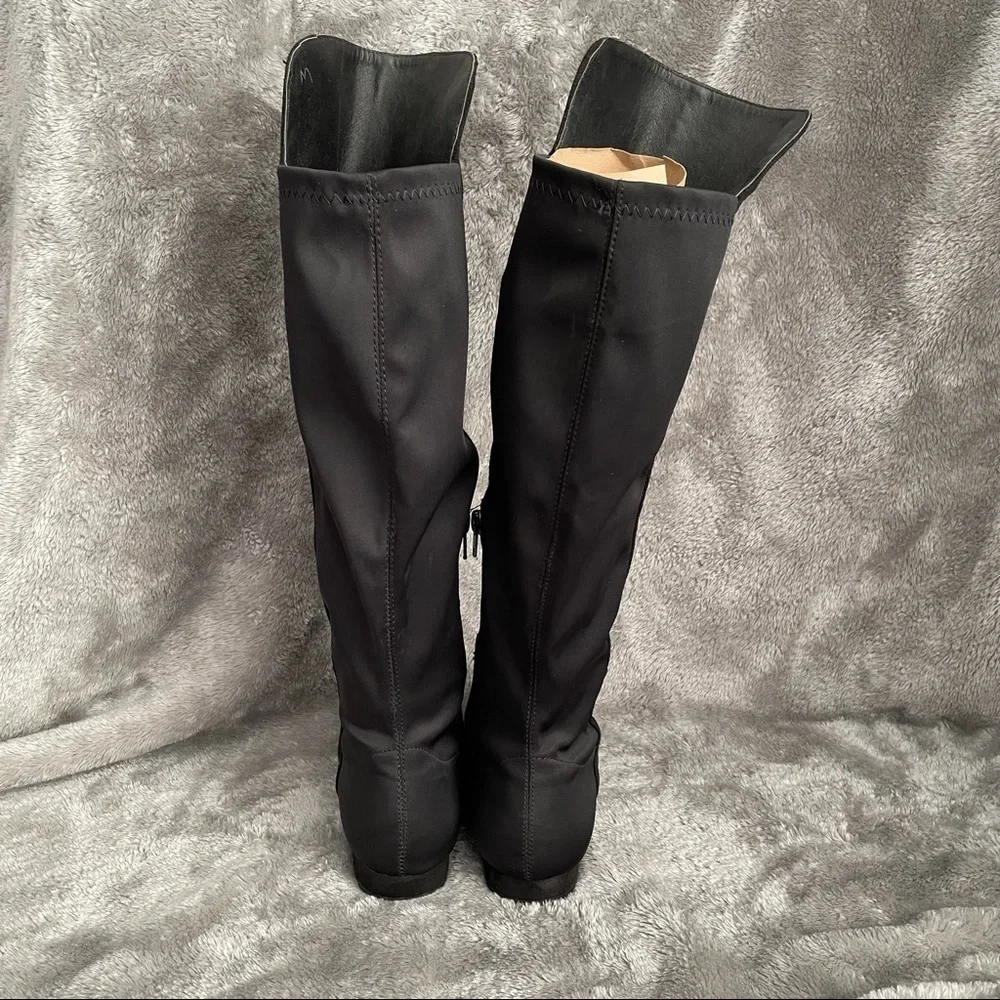 Wild Diva Black Faux Suede Over-The-Knee Boots Size 7 Flat Slouchy OTK Boots